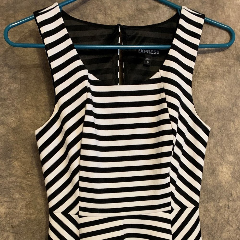 White and black striped dress